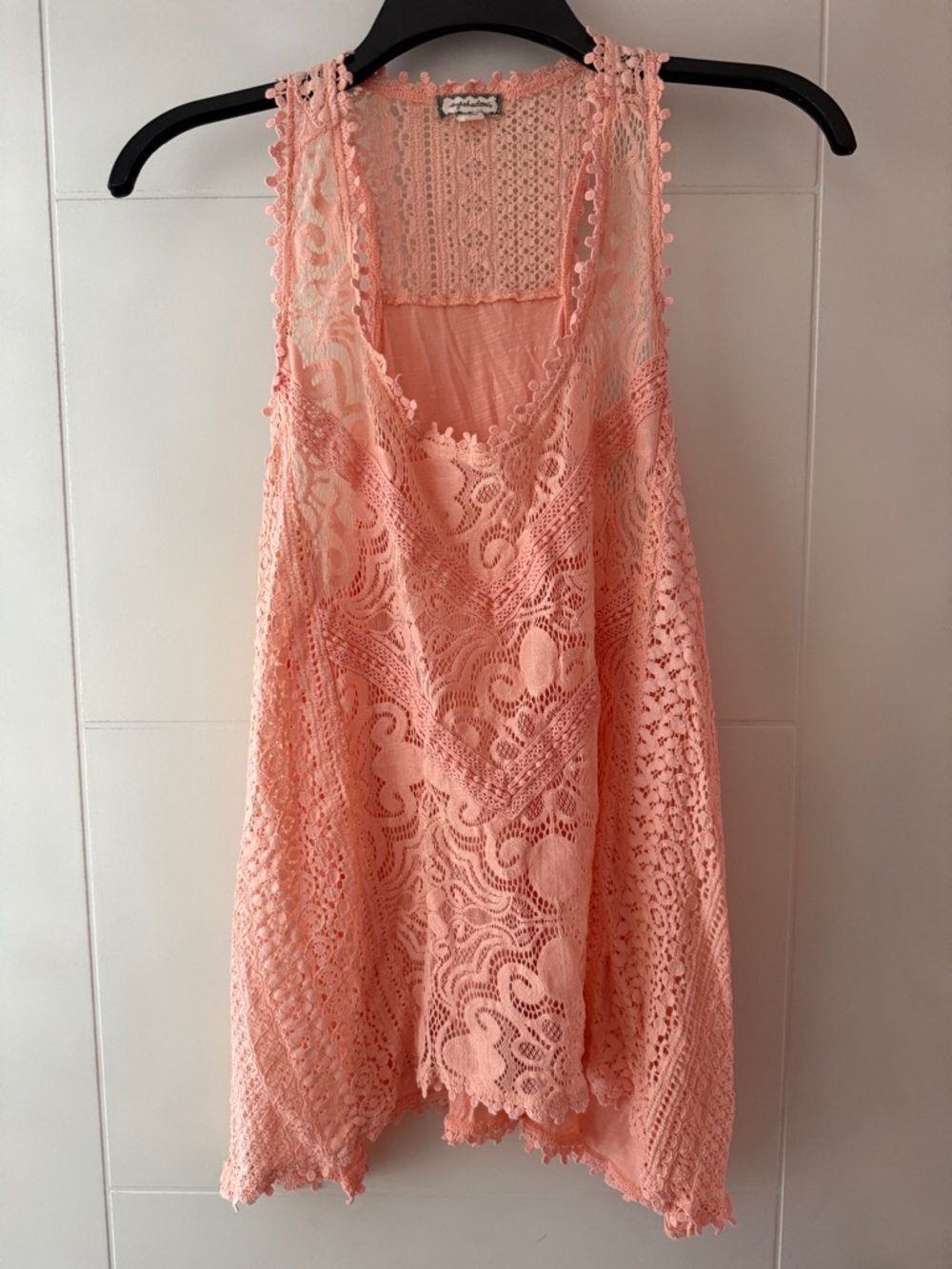 Eyeshadow Peach Crochet Lace Top